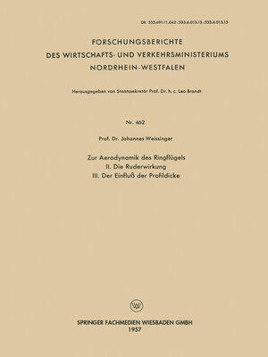 cover image of Zur Aerodynamik des Ringflügels